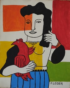 Signed Léger 20th Century Modern Painting on Canvas.