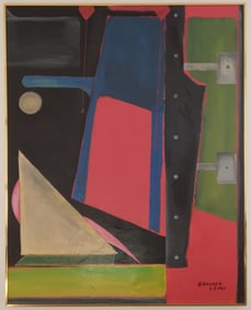 Huge Signed Brauner 1963 . Abstract Expressionism Composition Painting On Canvas