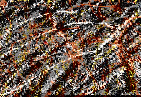 Jackson Pollock Abstract Painting on Paper: Jackson Pollock Abstract Painting on Paper -Approx Painting Size: 18 x 12 Inches. Painting is done in the modern, abstract expressionist style for which Pollock is known. It is being sold in the manne