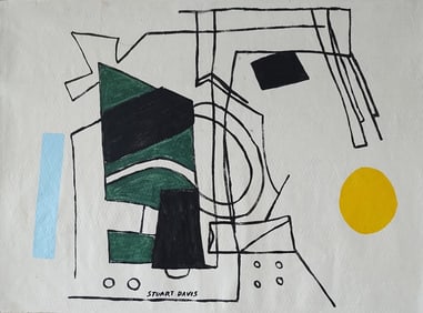 Signed Stuart Davis Painting Modern Art On Canvas