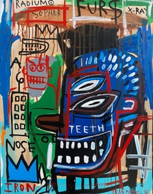 Rare Huge Vintage 1982 Fits Basquiat “Manhattan” Painting 22 by 28 inches