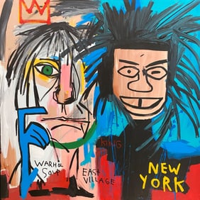 Rare Huge Vintage 1982 Fits Basquiat “Warhol” Painting 27 x 27 in