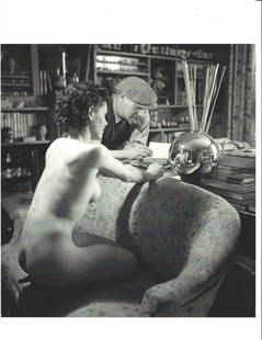 Andre Dignimont French painter with his model France 1937 Print Photography.: Andre Dignimont French painter with his model France 1937 Print Photography. Approx Size: 11 3/4 x 8 1/4 inches . Provenance: New York-Based Photography Collector & Curator - Collection Vintage and Ra
