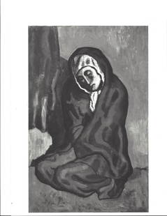 1978 Photo "Crouching Woman" painting by Pablo Picasso: 1978 Photo "Crouching Woman" painting by Pablo Picasso Provenance: New York-Based Photography Collector & Curator -Collection of Rare Photographs. Approx Size: 8 x 10 inches. Photo may have bent