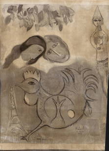 1973 Photo Marc Chagall Painting Forgery By David: 1973 Photo Marc Chagall Painting Forgery By David Stein. 7.25 x 11 in fair condition with average wear and tear of handling====.Provenance: New York-Based Photography Collector & Curator - Collection