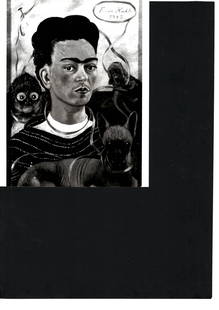 1989 Photo Artist Frida Kahlo Self-Portrait: 1989 Photo Artist Frida Kahlo Self-Portrait with Small Monkey 1945 Photo size:8 x 10 inches Provenance: New York-Based Photography Collector & Curator -Collection of Rare Photographs. Photo may