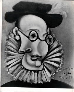 1959 Photo Artist Jaime Sabartes painted by Pablo Picas: 1959 Photo Artist Jaime Sabartes painted by Pablo Picasso Photo size:8 x 9 1/2 inches Provenance: New York-Based Photography Collector & Curator -Collection of Rare Photographs. Photo may have