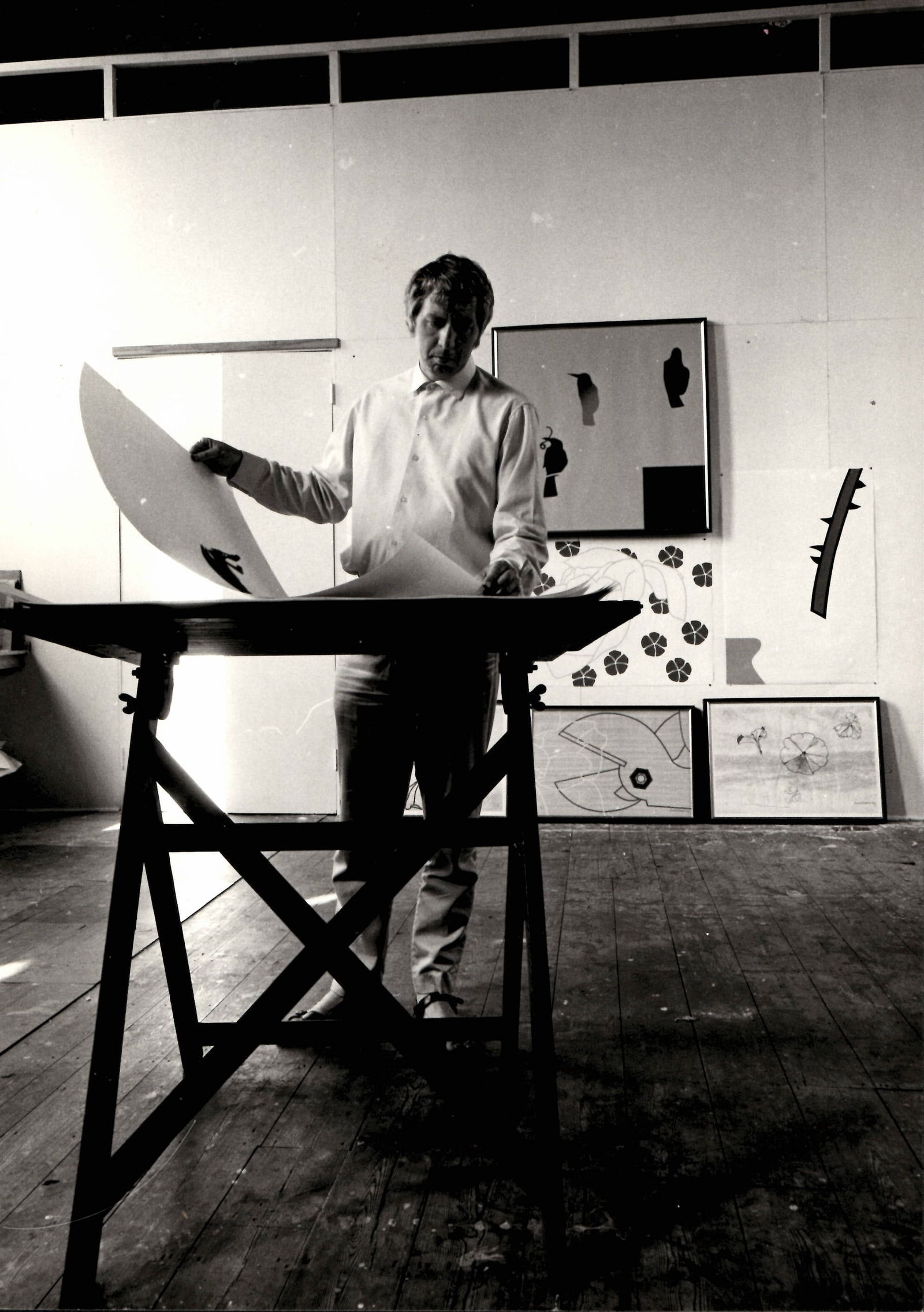 Photography Derrick Greaves in His Studio: Derrick Greaves is one of the most eminent British painters : Approx Photo size: 9 1/2 x 6 3/4 inches: Provenance New York-Based Photography Collector & Curator -Collection of Rare & Vintage Photograp