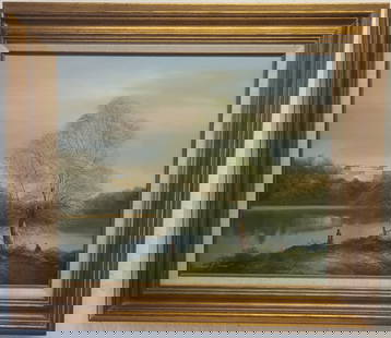 Vintage Oil Painting on Canvas Framed: Vintage Oil Painting on Canvas Framed - Approximate Artwork Size: 24 x 20 Inches. - Approximate Frame Size: 32 x 28 x 3 Inches. The frame can have scratches and marks due to storage. Vintage