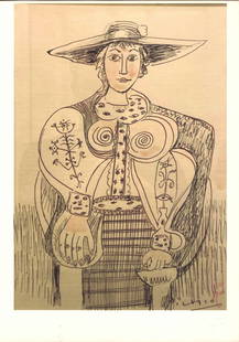 Rare Pablo Picasso Fine Art drawing/print Ink on Paper: Rare Pablo Picasso Fine Art drawing/print Ink on Paper.Embossed Stamp.`GALLERY COLLECTION PICASSO STAMP.Paper Size: 12 x 8 1/2 Inches. Good Condition. We pack & Ship for you. We take care of the