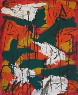 Abstract Painting on Canvas Signed de Kooning: Vintage Art Painting on Canvas Approx Canvas Size: 21 1/2 x 17 1/2 Inches - Unstretched .Good condition. It is being sold in the manner or style of the artist .See photos as part of the description. W