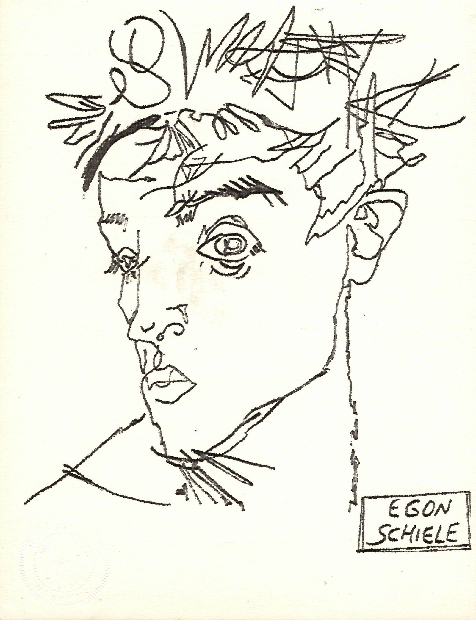 Egon Schiele Self Portrait 1913 Drawing on Paper Print: Egon Schiele Self Portrait 1913 Drawing Print on Paper.Embossed Stamp.Print Paper Size: 11 x 8 1/2 Inches. Good Condition. We pack & Ship for you. We take care of the shipping services in house