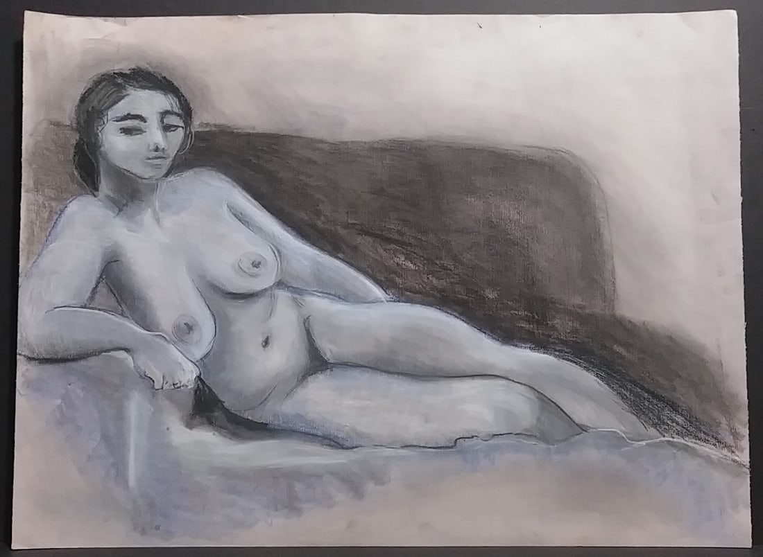 Cubism Picasso Painting Portrait Female Nud: Cubism Picasso Painting Portrait Female Nude Figure Sketch Studies on Pastel on paper Kraft. Sold in the manner of the Artist.Approx Size: 23 1/2 x 17 1/2 inches.good condition. See photos.