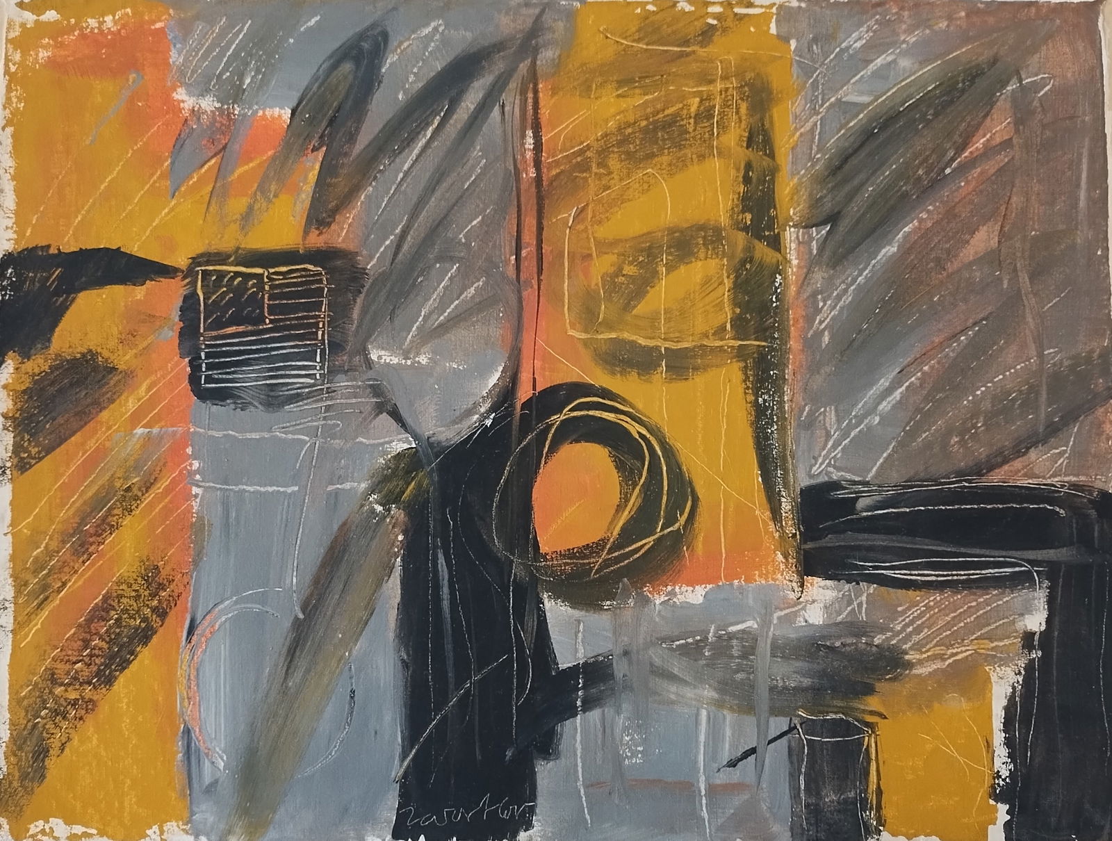 JACK TWORKOV (1900 - 1982, AMER) Untitled. Painting on Canvas, Stamped on reverse: JACK TWORKOV (1900 - 1982, AMERICAN)Untitled.Painting on Canvas, Stamped on reverse. Canvas Size: 22 1/2 x 17 3/4 inches.Painting Size: 15 x 18 1/2 inches. This painting is sold without frame and unst