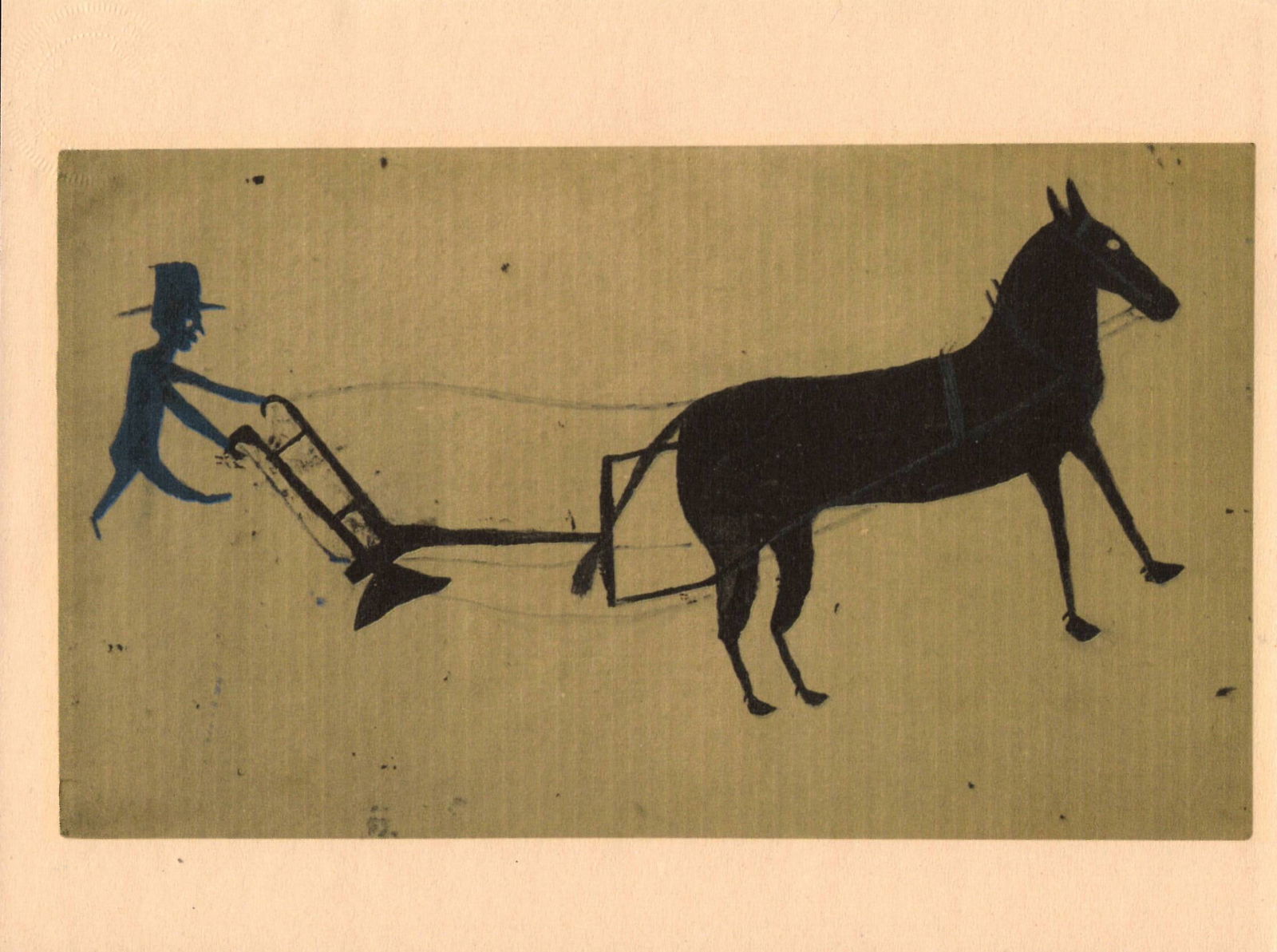 Bill Traylor - Man With a Plow (1939-42): Bill Traylor - Man With a Plow (1939-42)Fine Art Print Approx Print Size:- 11 x 8 1/2 Fine Art Print. We pack and ship in-house for your convenience.This item will be shipped flat, not rolled.