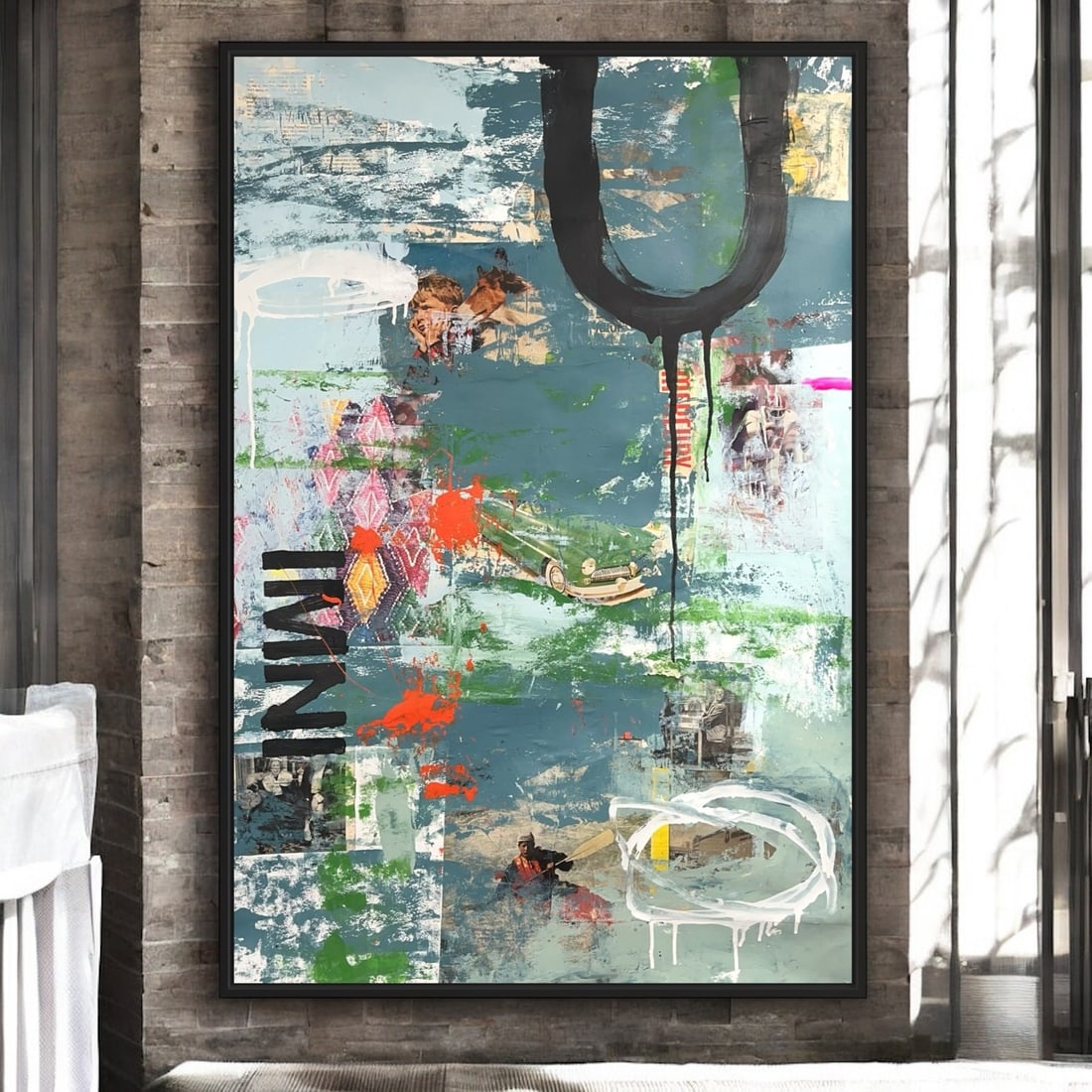 Original Mixed Media Abstract NYC Art Painting: Original Mixed Media Abstract NYC Art Painting. Signed,Embossed Stamp,Gallery Stamp Size: 36x24".Will ship rolled up. Abstract Hand Made Mixed Media Art Painting on paper. Can easily be put in a commo