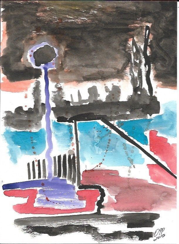 Original Rare Abstract Surreal Figurative New York: Original Rare Abstract Surreal Figurative New York Painting. Signed and Stamped on Back. Approx Measures Approx: 11 x 8 inches. Good condition.