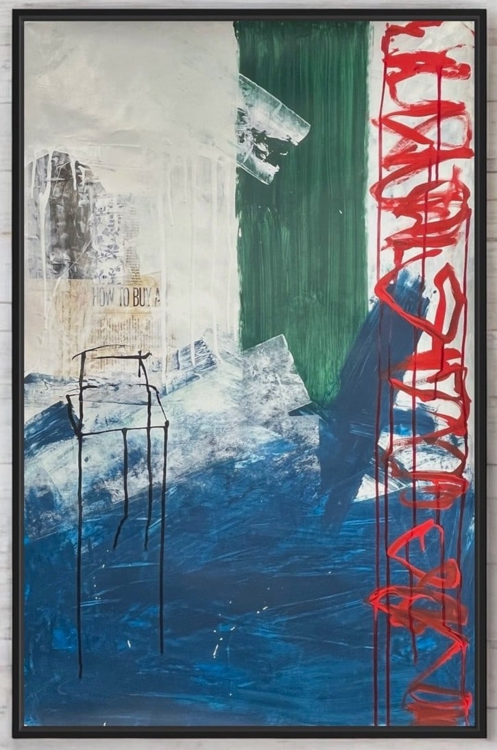 Original Mixed Media Abstract NYC Art Painting: Original Mixed Media Abstract NYC Art Painting. Signed,Embossed Stamp,Gallery Stamp Size: 36x24".Will ship rolled up. Abstract Hand Made Mixed Media Art Painting on paper. Can easily be put in a commo