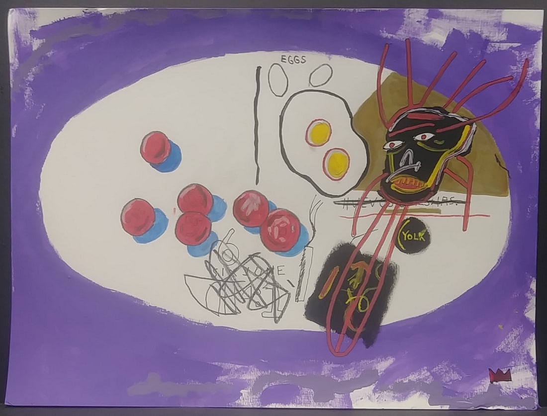 New York Expressionist Painting Mixed Media: New York Expressionist Painting Mixed Media on Tick Paper. Appx Painting Size. 11 3/4 x 16 1/2 inches. Good condition Pleae see photos.