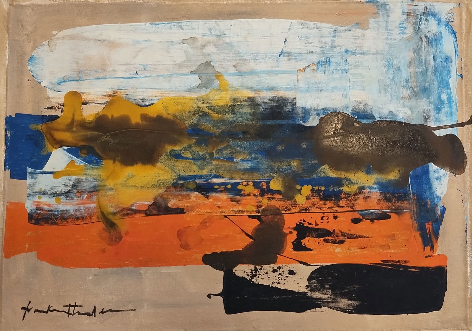 Signed Ivon Hitchens Vintage Abstract Painting on Canvas: Signed Ivon Hitchens Vintage Abstract Painting on Canvas.Approx Canvas Size: 21 x 28 inches. Good vintage condition. See photos as part of the description. NOTE: This painting is sold without frame an