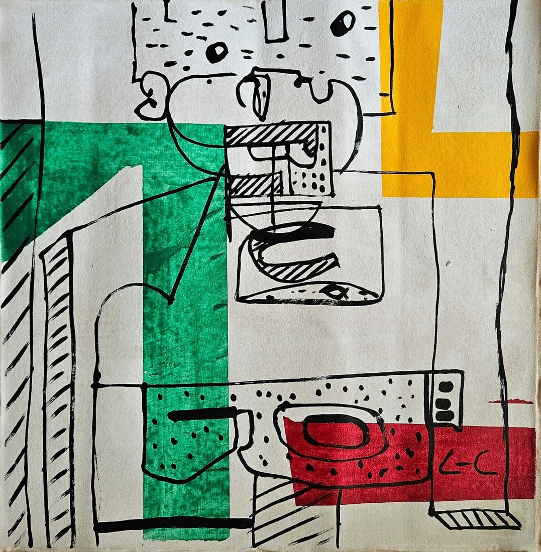 Signed Le Corbusier, Vintage Abstract Canvas, Modern Art: Vintage Abstract Canvas Signed Le Corbusier, Modern Art. Approx Canvas SIze: 19 1/2 x 19 1/2 inches. See Photos as part of the description. Sold in the style of, After. Good vintage condition . We pac