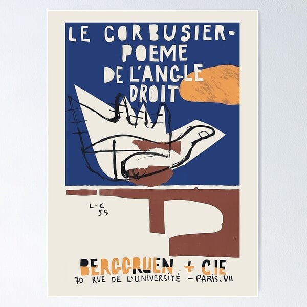 Le Corbusier Lithograph Print: Le Corbusier Lithograph Print (Poeme De L'Angele Droit 1970). Abstract, ModernismApprox Size:16.5 x 22.6 inches..Can easily be put in a common poster size frame.Piece comes unframed. NO FRAME INCLUDED