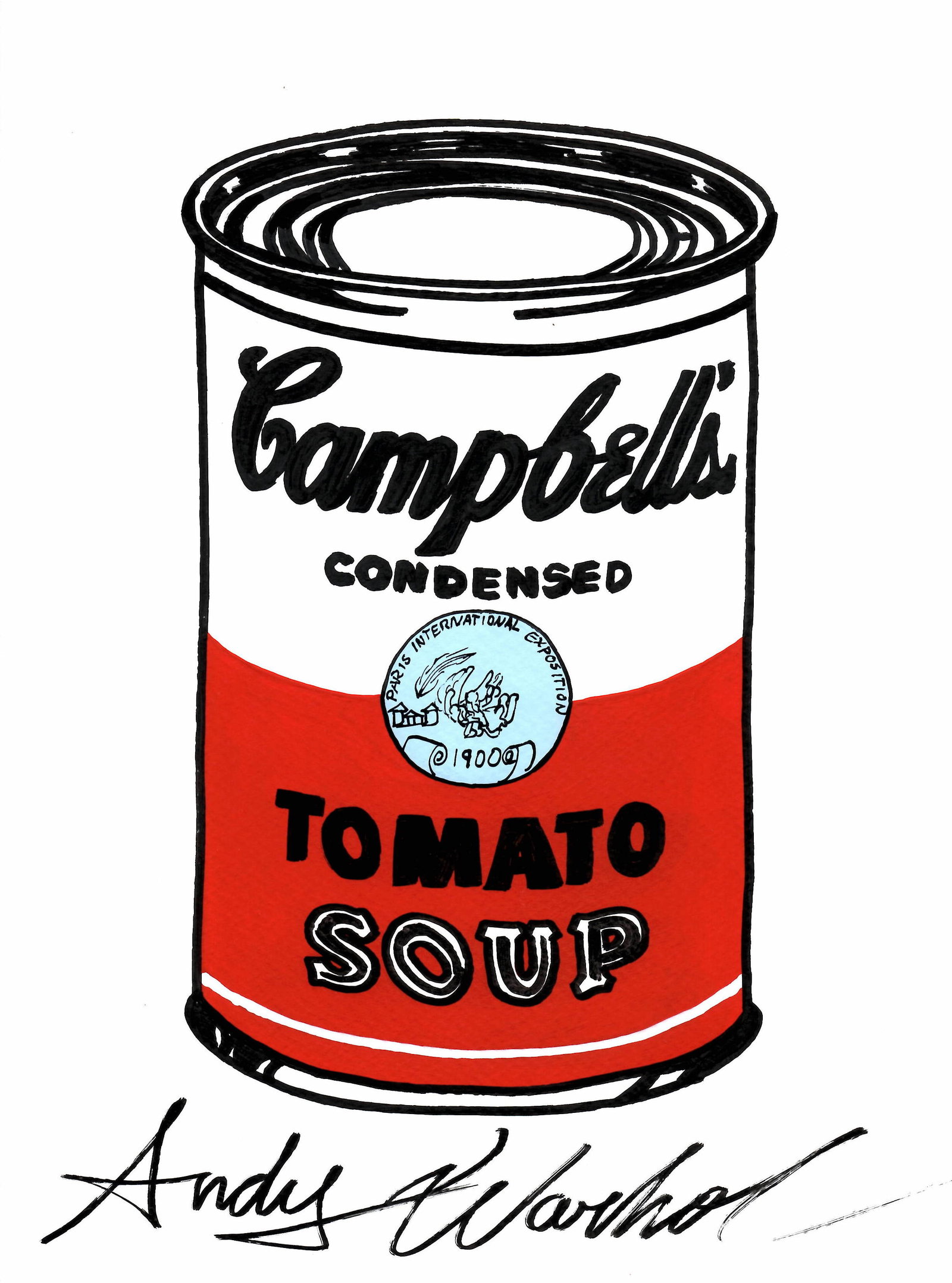 Signed Andy Warhol Mixed Media on Paper. Campbell's Soup , Embossed Stamp: Signed Andy Warhol Mixed Media on Paper. Campbell's Soup, Embossed Stamp .On verso, also stamp inscribed Authorized by the Andy Warhol Foundation.Approx Size: 11 1/2 x 8 1/4 inches. Provenance: Lots t