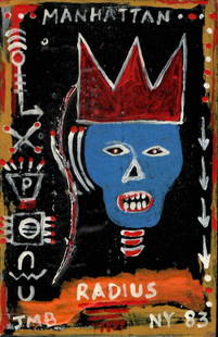 JMB 83 - Manhattan SAMO Portfolio Collection Painting: JMB 83 - Manhattan SAMO Portfolio Collection Painting, Signed Front and Reverse. Size: 4 x 6 inches. Jean-Michel Basquiat was born on December 22, 1960, in Brooklyn, New York. He first attracted atten