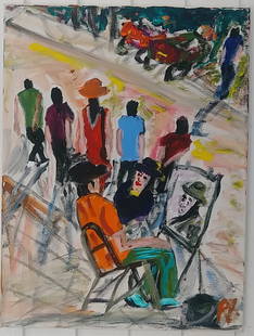 Plain Air New York Street Impressionism Painting: Plain Air New York Street Impressionism Painting Signed. NYC. Manhattan, Plein-Air Painters of Central Park. Approx Painting: 18 x 24 inches.. Frame may have scratches and marks due to storage. Good v
