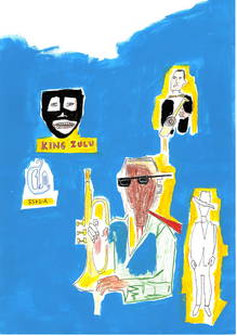 Jean Michel Basquiat Expressionism Large Painting Drawing: Jean Michel Basquiat Expressionism Large Painting Drawingon Paper. Size: 11 3/4 x 16 1/2 In. Provenance: W.N York consignor Private collection. it is being sold in the manner or style of the artist Ac