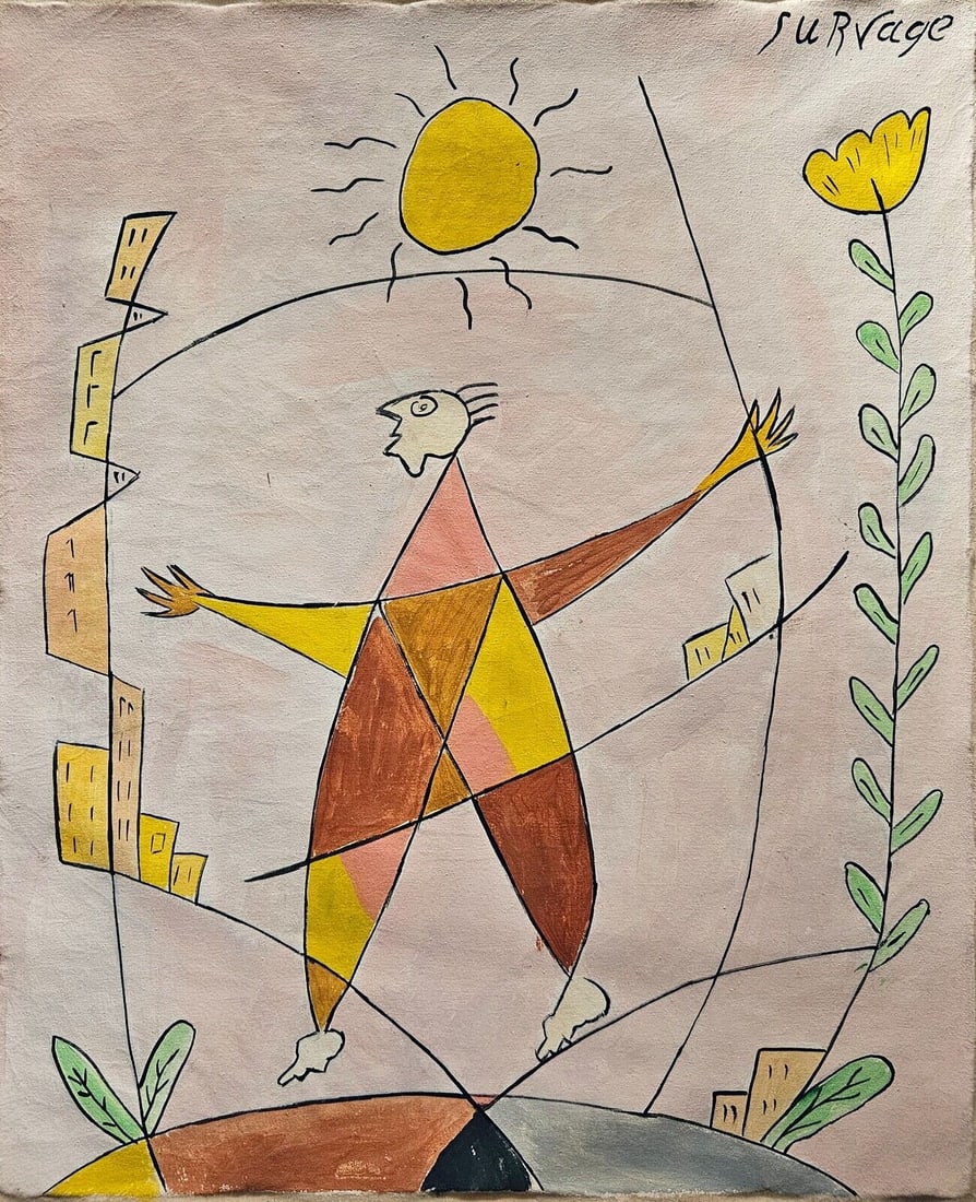 Vintage Abstract Painting On Canvas Signed Survage (1 of 4)