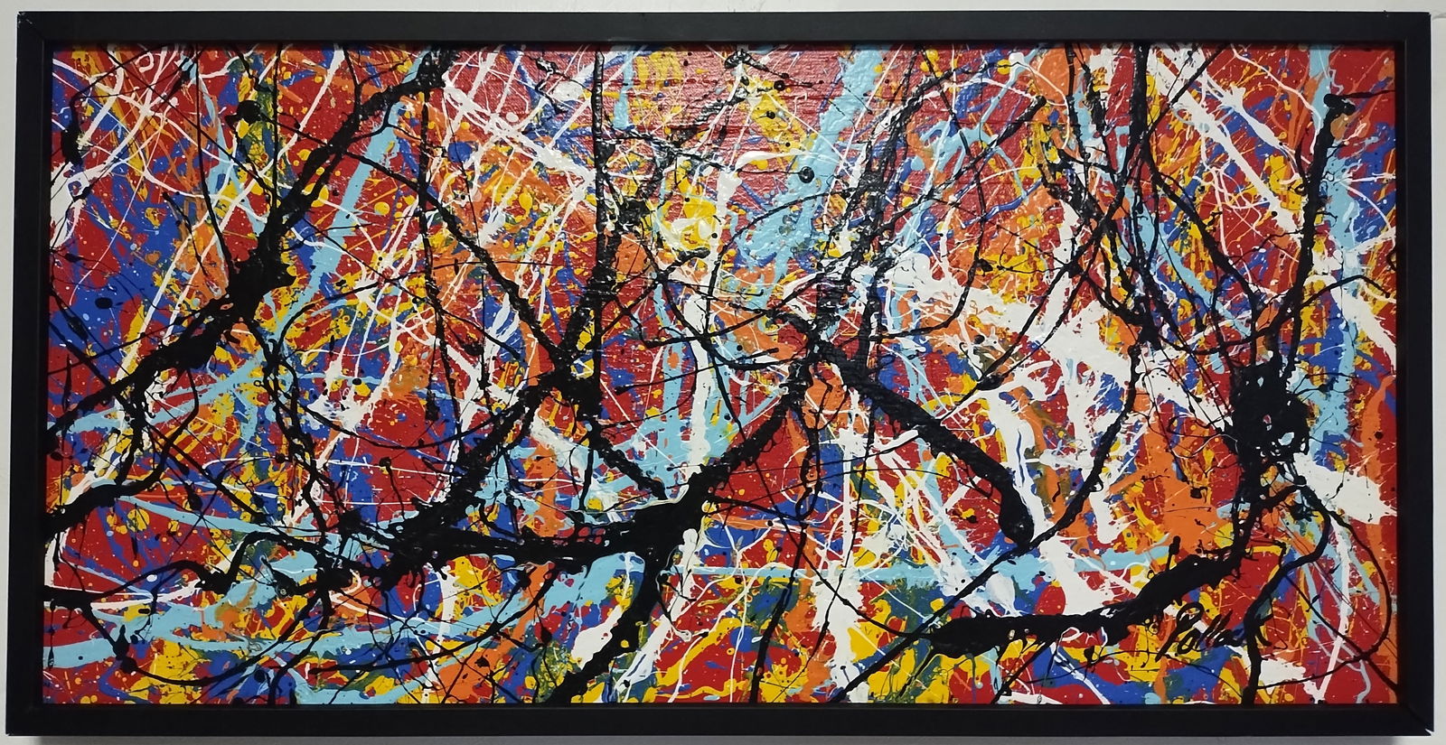 Signed Pollock Abstract Art Painting on Canvas Masonite (1 of 8)