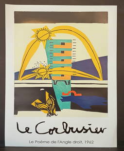 Large Le Corbusier Lithograph Print on Canvas: Large Le Corbusier Lithograph Print on Canvas.Approx Size:26 x 18 inches. We pack & Ship for you, We take care of the shipping services in house .