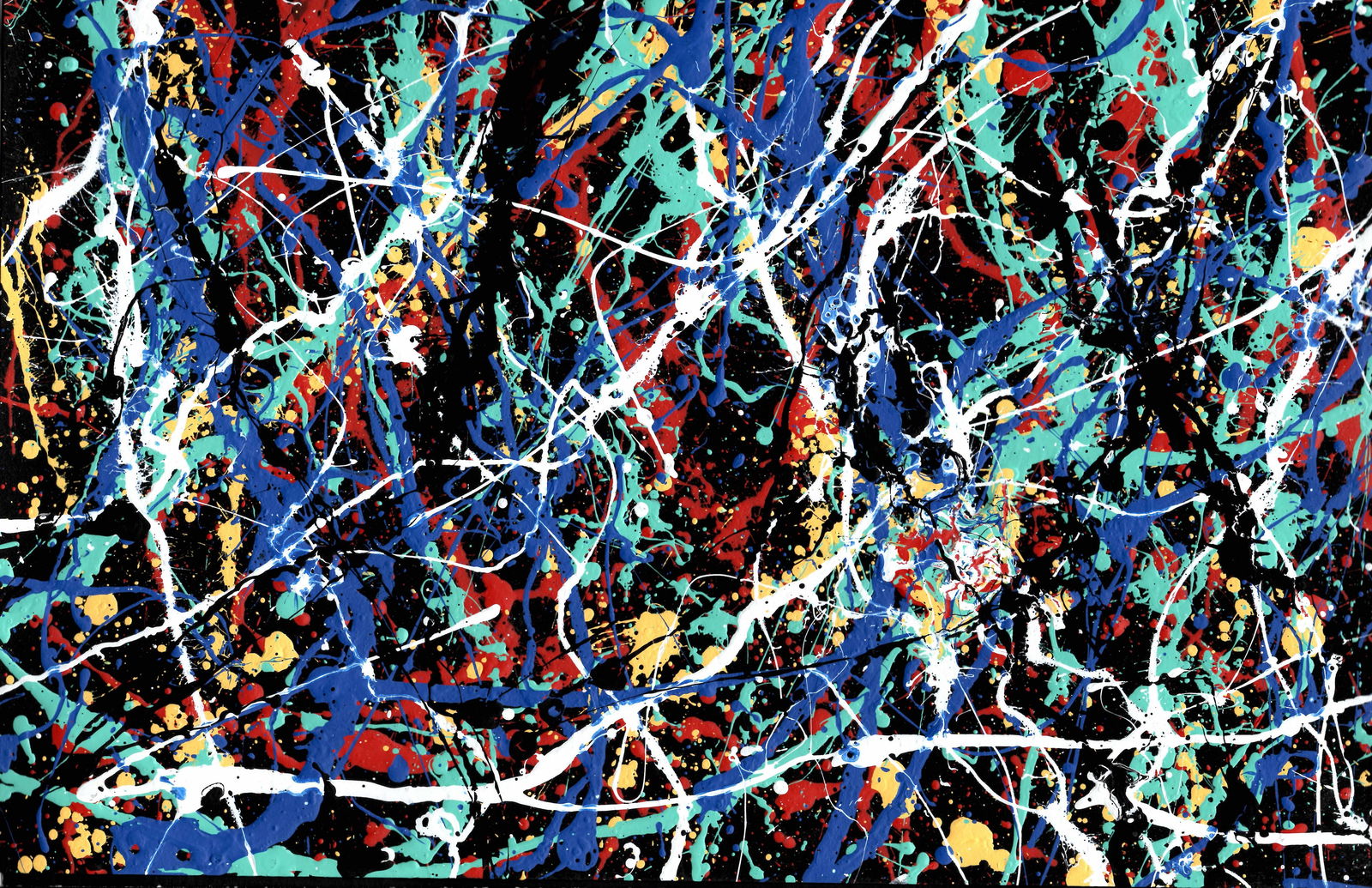 Jackson Pollock Abstract Painting on Paper: Jackson Pollock Abstract Painting on Paper -Approx Painting Size: 18 x 12 Inches. Painting is done in the modern, abstract expressionist style for which Pollock is known. It is being sold in the manne