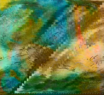 Sigmar Polke (German, 1941-2010). Painting on Canvas, Stamped on reverse: Sigmar Polke (German, 1941-2010). Painting on Canvas, Stamped on reverseCanvas Size: 21 x 23 inches.Painting Size: 18 x 19 3/3 inches. This painting is sold without frame and unstretched, Canvas only,
