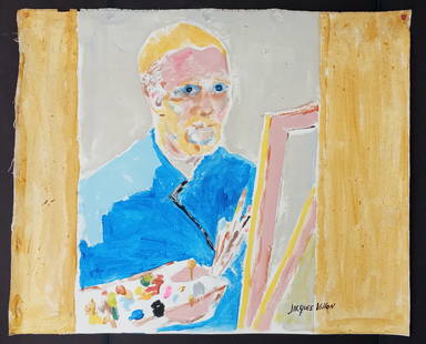 Signed Jacques Villon Portrait Painting on Canvas: Signed Jacques Villon Portrait Painting on Canvas Approx Canvas Measurements: 35 x 28 1/2 Inches. Mixed Media Hand Painting on Canvas painting.Great Collector Piece it is being sold in the manner or s