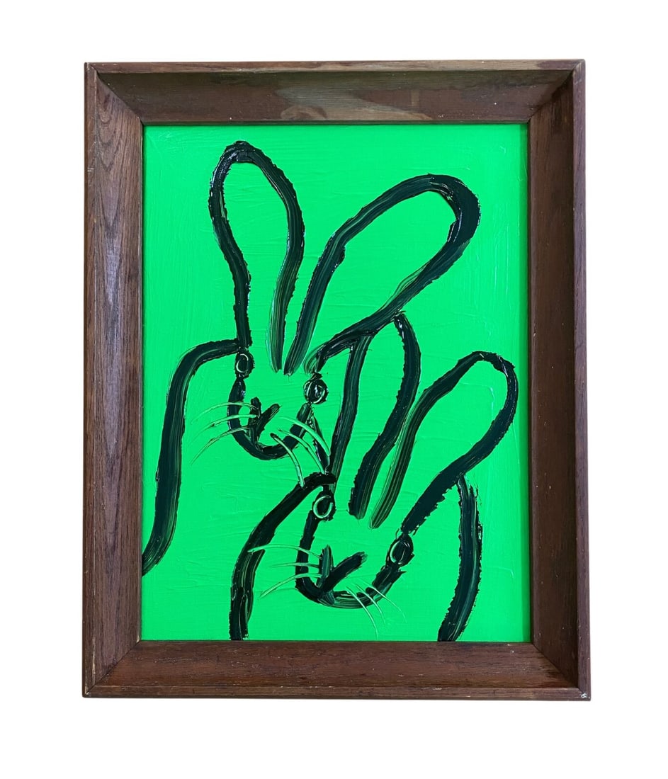 Hunt Slonem Green Bunnies Painting (1 of 4)