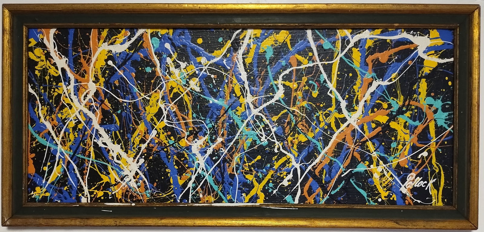 Signed Pollock Abstract Art Painting on Canvas Masonite (1 of 8)