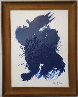 Signed Yves Klein Painting Framed Ultramarine Blue Painting: Signed Yves Klein Painting Framed Painting. Monochrome, Epoca Blu. Ultramarine Blue. Approx Painting Size: 18 x 24 Inches. Approx Frame Size:22 1/2 x 28 1/2 x 2 Yves Klein was a French artist and an i