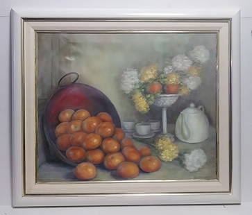 Original Signed Oil Painting Still Life Fruit: Original Signed Oil Painting Still Life Fruit . Approx Painting Size:23 1/2 x 19 3/4 - Approx Frame Size: 29 x 25 x 1 1/2. Very good condition. See photos.