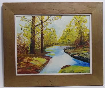 Original R. Sloan Signed Vintage Landscape Oil Painting: Original R. Sloan Signed Vintage Framed Landscape Oil Painting on Clover Leaf Canvas board.. Approx Painting Size: 20 x 16 - Approx Frame Size: 28 x 24 x 2. Painting is in good condition. see photos