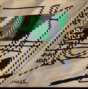 Vintage Abstract Canvas Signed Stuart Davis, Modern Art: Vintage Abstract Canvas Signed Stuart Davis, Modern Art Painting 20th Century Painting. Approx Painting Size: 24 x 8 Inches. Approx Canvas Size: 32 x 22 Inches. This is hand painted Mixed Medium on Ca