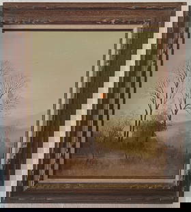 Vintage Oil Painting on Canvas Framed: Vintage Oil Painting on Canvas Framed - Approximate Artwork Size: 24 x 20 Inches. - Approximate Frame Size: 31 x 27 x 3 Inches. The frame can have scratches and marks due to storage. Vintage Condition