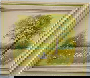 Vintage Oil Painting on Canvas Framed: Vintage Oil Painting on Canvas Framed - Approximate Artwork Size: 24 x 20 Inches. - Approximate Frame Size: 31 x 27 x 3 Inches. The frame can have scratches and marks due to storage. Vintage Condition