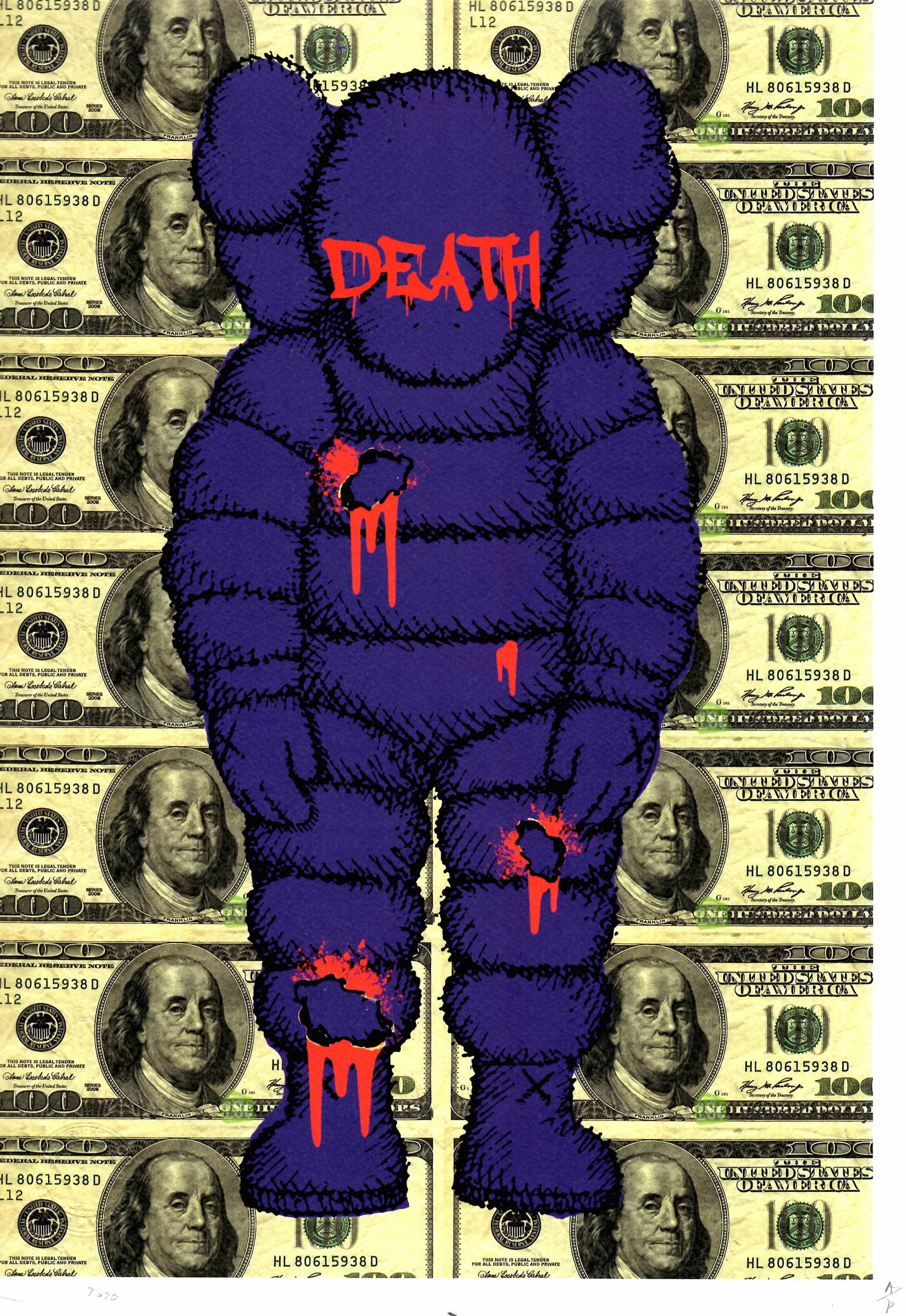New York Death Pop Art Lithograph Print W/COA: NYC Death Finger Snoop Pop Art Lithograph Print W/Certificated of Authenticity- New York Death Embossed Seal Stamp. Large Size: 12 1/2 x 17 1/2 Inches. Extra Thick paper Excellent Condition. See photo