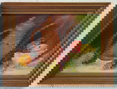 1965 Ruth Cross Vintage Oil Painting on Canvas Panel Framed: 1965 Ruth Cross Vintage Oil Painting on Canvas Panel Framed - Approximate Artwork Size: 14 x 10 Inches. - Approximate Frame Size: 17 x 13 x 2 Inches. The frame can have scratches and marks due to stor