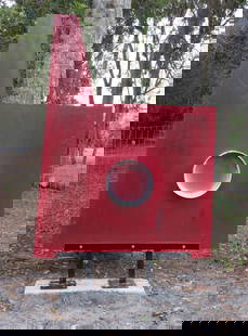 ABSTRACT METAL OUTDOOR INDUSTRIAL STEEL SCULPTURE MODERN CONTEMPORARY: ABSTRACT METAL OUTDOOR INDUSTRIAL STEEL SCULPTURE MODERN CONTEMPORARY LAWN GARDEN. Approximate Dimension: H-84 x W-54 12 x D-11 Inches.Base Plate : 8 x 8 inches x 3/8 Inch Thick -- 1/2 HoleIs Around 1