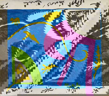 Signed Henri Matisse Vintage Abstract Canvas, Modern Art: Vintage Canvas Signed Henri Matisse, Modern Old 20th Century Art, Modern Art. Approx Canvas SIze: 19 x 17 inches. See Photos as part of the description. Sold in the style of, After. Good vintage condi