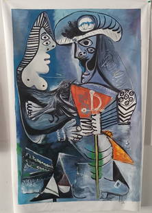 Picasso Abstract Oil Painting on Canvas: Picasso Abstract Oil Painting on Canvas, Modern Art. Approx Canvas SIze: 40 x 27 1/2 inches. Good condition . Sold after of the artist. We pack & Ship for you. We take care of the shipping services in