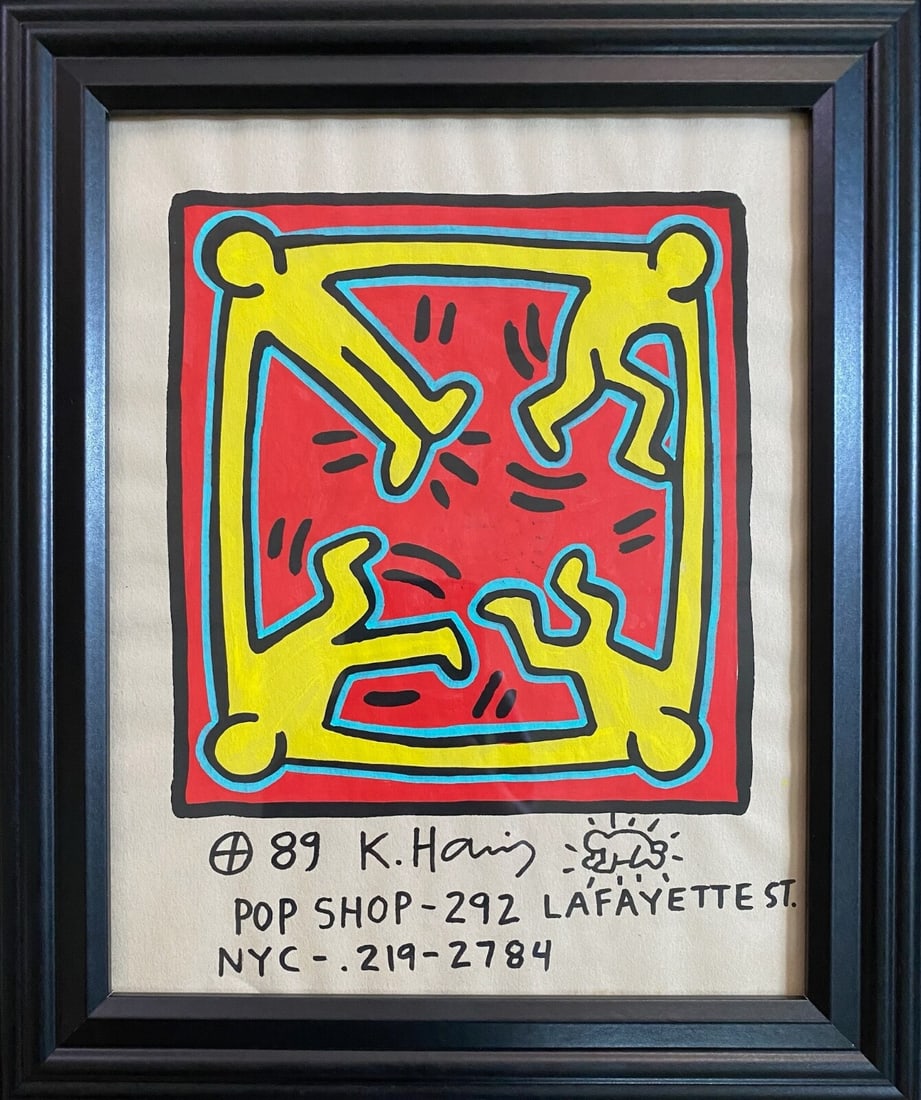 Keith Haring 89 Drawing on  Paper Stamped On Reverse. (1 of 7)